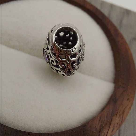 925 Sterling Silver Pink Heart Charm - Picture 6 of 8